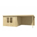 Abri de jardin Elody 17 m² avec auvent en bois massif 28 mm – Image 4