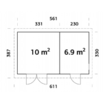 PALMAKO Abri de rangement Kalle 16.9 m² avec plancher et deux compartiments – Image 4