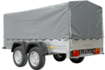remorque double essieux unitrailer 264/2 kipp avec roue jockey, arceau et bâche grise – Image 6