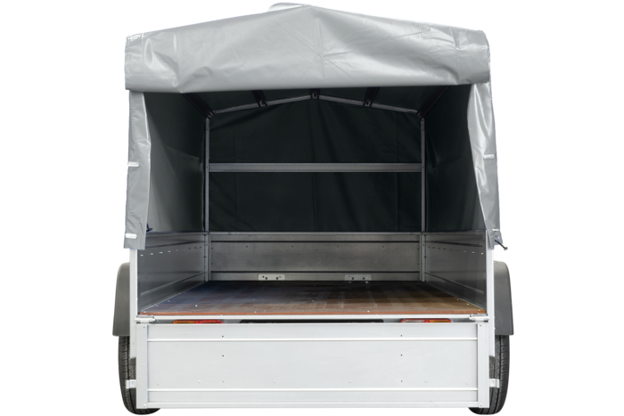 remorque double essieux unitrailer 264/2 kipp avec roue jockey, arceau et bâche grise – Image 9