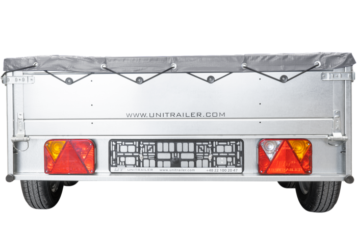 remorque unitrailer 264/2 kipp avec roue jockey, tige de support de bâche et bâche plate grise – Image 7