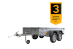 remorque unitrailer 264/2 kipp avec roue jockey, tige de support de bâche et bâche plate grise