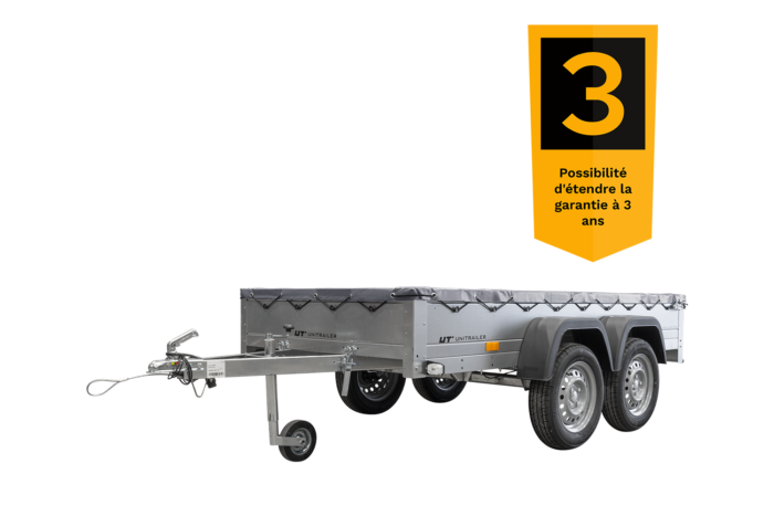 remorque unitrailer 264/2 kipp avec roue jockey, tige de support de bâche et bâche plate grise – Image 1