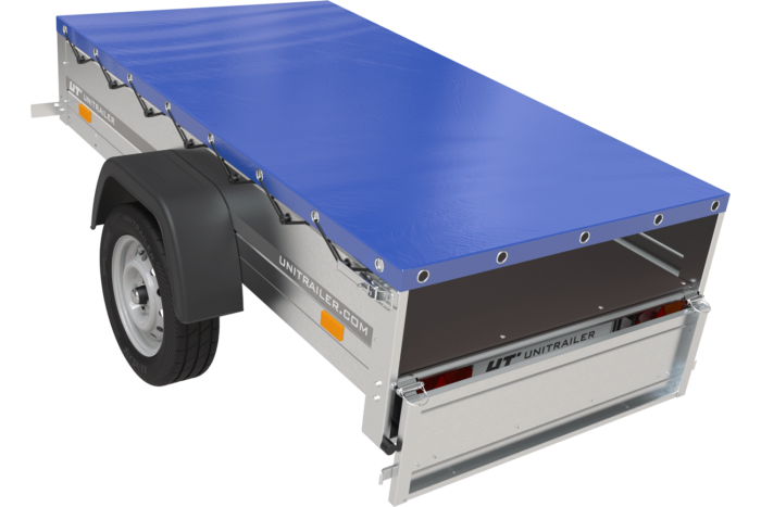 Remorque Garden Trailer 200 Kipp avec roue jockey et bâche plate bleue – Image 7