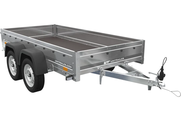 unitrailer 264/2 kipp avec roue jockey, tiges de support et bâche plate bleue – Image 10