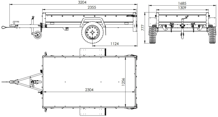 Remorque routière avec bâche haute, arceau et roue jockey 230x125 Garden Trailer 230 KIPP – Image 2
