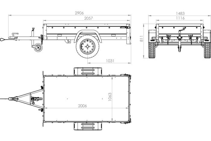 Remorque simple essieu 200x106 avec bâche haute, arceau, rehausses de ridelles et roue jockey - Garden Trailer 200 KIPP – Image 8