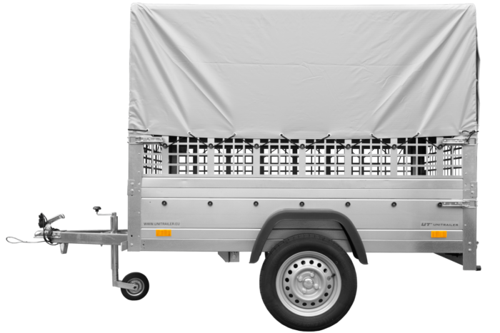 Remorque tôle Garden Trailer 200 KIPP 200x106 cm [avec rehausses grillagées, bâche haute et arceau] – Image 1